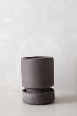 Terrakotta-Krukker|Hoff Krukke Serien^PLANT Hoff krukke, raw grey + raw grey underskål