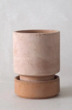 Terrakotta-Krukker|Stor^PLANT Hoff krukke, raw rosa + raw rosa underskål, gulvkrukke
