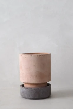 Terrakotta-Krukker|Hoff Krukke Serien^PLANT Hoff krukke, raw rosa + raw grey underskål
