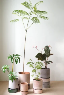 Terrakotta-Krukker|Stor^PLANT Hoff krukke, raw rosa + rosa underskål, gulvkrukke